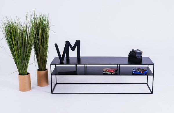Nordic Design Černý kovový TV stolek Moreno 150 x 45 cm