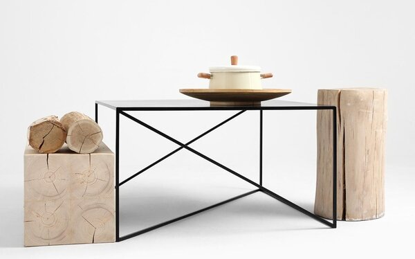 Nordic Design Černý kovový konferenční stolek Mountain 80 x 80 cm