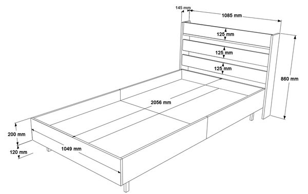 Jednolůžková postel s nočním stolkem 90 cm Otto 22 (dub)