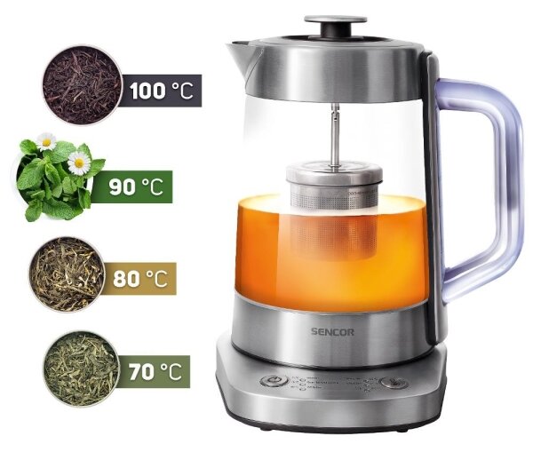 Sencor - Rychlovarná konvice s termoregulací 1,5 l 1500W/230V nerez