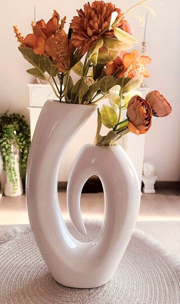 Váza keramická bílá, v.20cm