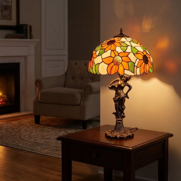 Brilagi - Tiffany vitrážová stolní lampa SUNFLOWER 1xE27/60W/230V