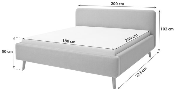 ČALOUNĚNÁ POSTEL, 180/200 cm, světle šedá Livetastic - Manželské postele, Online Only