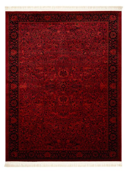Koberec ORIENT 5125 s třásněmi / rám, orientální / klasický, bordó / černý