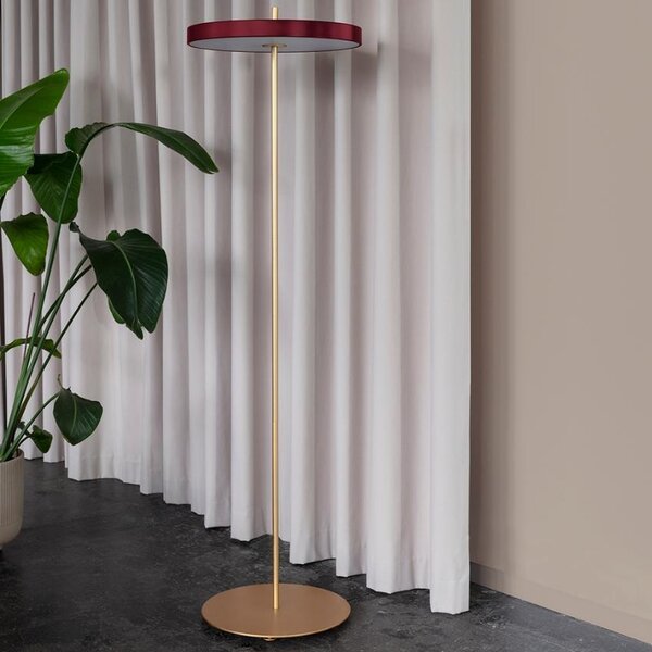 Vínově červená kovová stojací lampa UMAGE ASTERIA 150 cm