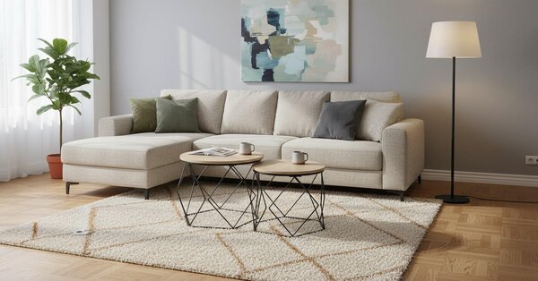 SADA KONFERENČNÍCH STOLKŮ, černá, barvy dubu, kov, kompozitní dřevo, 50-40/50-40/40-36 cm MID.YOU - Konferenční stolky, Online Only