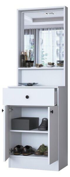 Předsíňová stěna Pixie 6 (bílá) (se zrcadlem)
