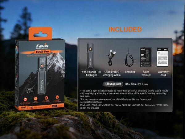 Fenix E06RPROEUBLC-LED Stm. nab. svítilna LED/USB 1650mAh IP66 1600lm 111h černá