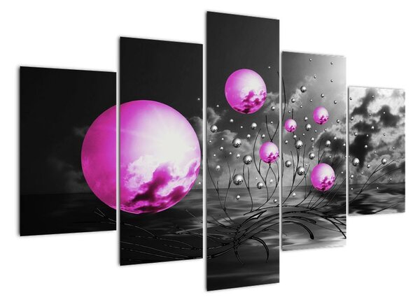 Abstraktní obraz - fialové koule (150x105cm)