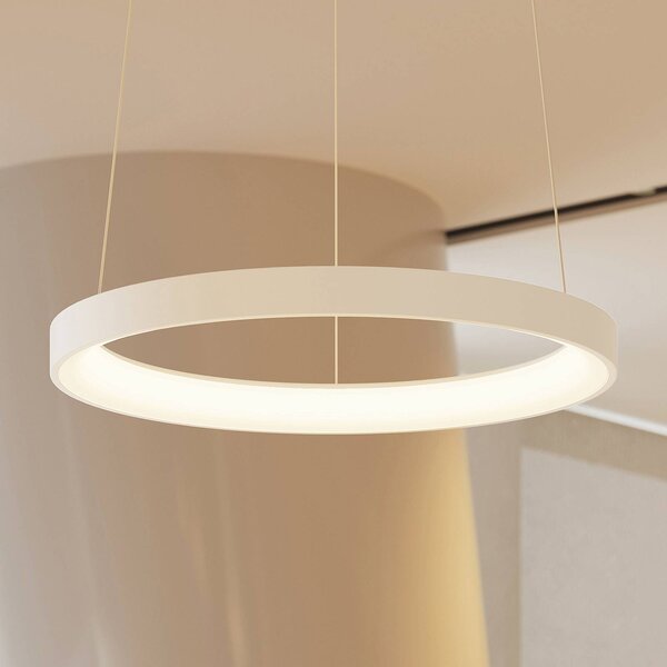 Arcchio LED závěsné světlo Vivy, Ø 58 cm, bílé, kovové, stmívatelný, Bílá / opál, Kuchyň, kov, Moderní