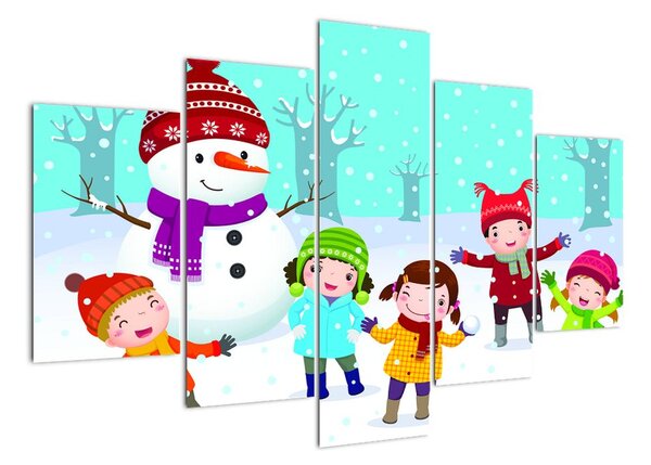 Obraz dětí na sněhu (150x105cm)
