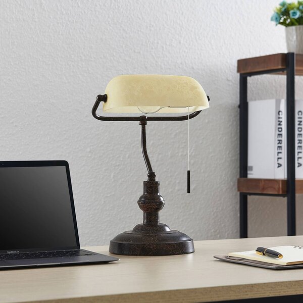 Lindby Stolní lampa Profina, 39 cm, rezavě hnědá, ocel, Hnědá / rez, Pracovna / kancelář, kov, Starožitný