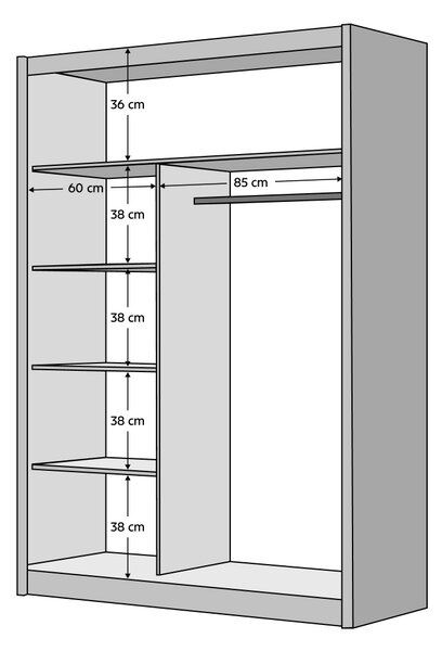 KONDELA Skříň s posuvnými dveřmi, černá/dub craft, 150x215 cm, LADDER