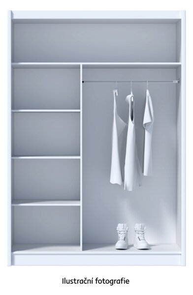 KONDELA Skříň s posuvnými dveřmi, černá/dub craft, 150x215 cm, LADDER