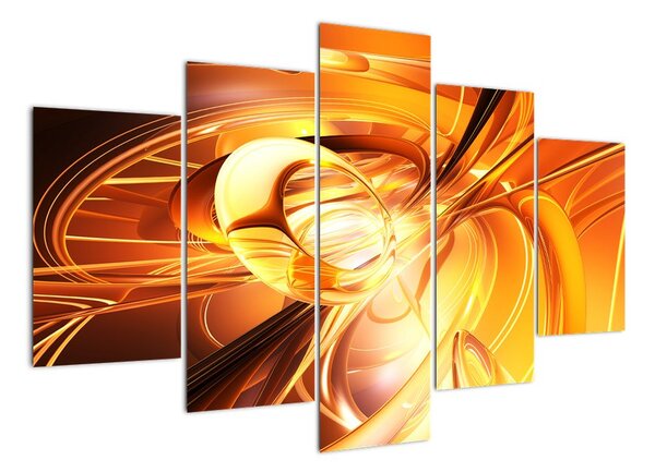 Oranžový abstraktní obraz (150x105cm)
