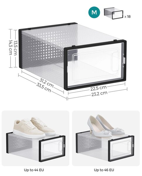 Úložný box Bill, sada 18ks, 23x14x33 cm, černá
