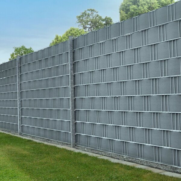 FurniGO PVC ochranný pás na plot 4 kusy - světle šedá