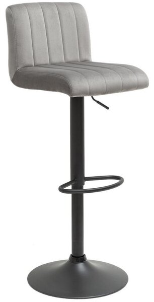 Moebel Living Šedá sametová barová židle Tasia 64-85 cm