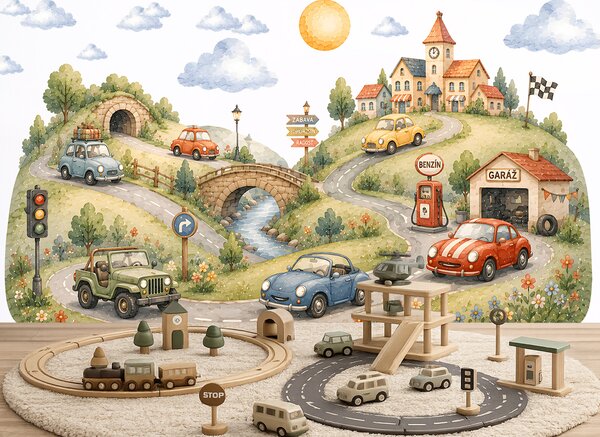 Kopečkov Autíčkov samolepky na zeď pro chlapce arch 75 x 42 cm