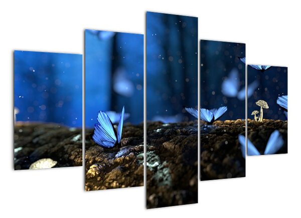 Obraz - modří motýli (150x105cm)