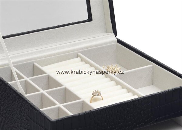 Klenoty Budín Luxusní velká černá šperkovnice SP-949/A25 (Klenoty Budín Luxusní velká černá šperkovnice SP-949/A25)
