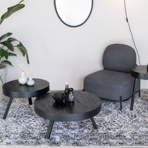 -25 % Dny MOMENTI– White Label Černý teakový konferenční stolek WLL Suri 74 cm