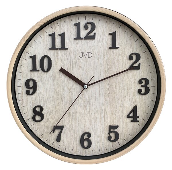 Přehledné čitelné tiché netikající hodiny v dřevěném dekoru JVD HA50.1 (tiché hodiny)