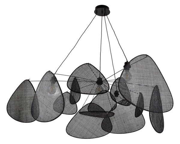 MARKET SET závěsné světlo Screen XXL, 90 cm, černé, ratan, stmívatelný, Černá, Obývací pokoj / jídelna, Dřevo, Design