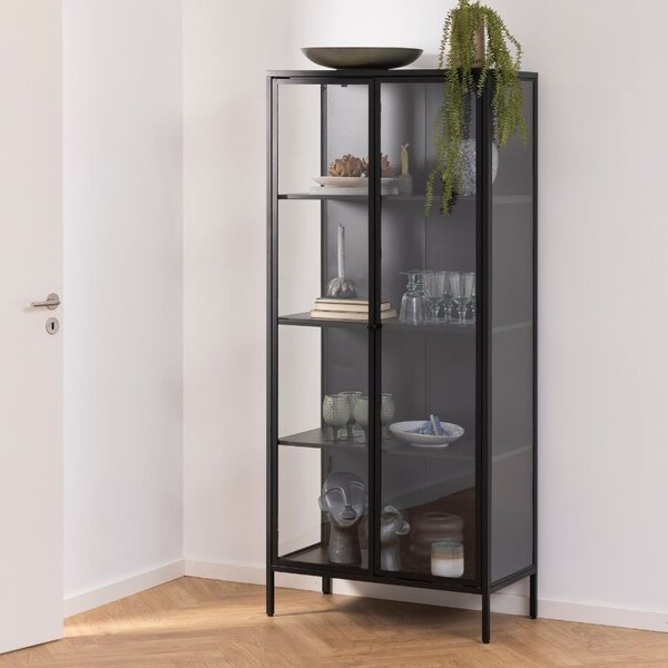 Scandi Černá kovová vitrína Renna 180 x 80 cm
