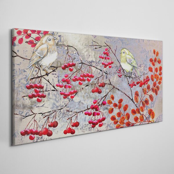 Obraz na plátně Obraz na plátně Větve ovoce listy ptáků