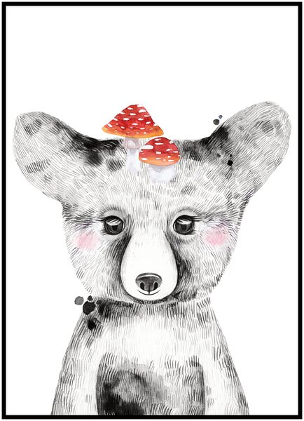 Plakát Medvídek Rozměr plakátu: 40 x 50 cm, Varianta medvídka: Medvídek s muchomůrkami