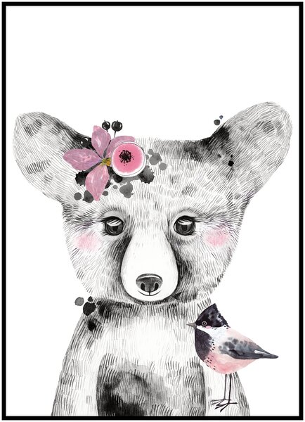 Plakát Medvídek Rozměr plakátu: A4 (21 x 29,7 cm), Varianta medvídka: Medvídek s ptáčkem