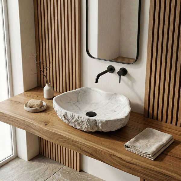 Rea Isla Marlo, umyvadlo na desku 490x370x140 mm, imitace kamene, REA-U3512