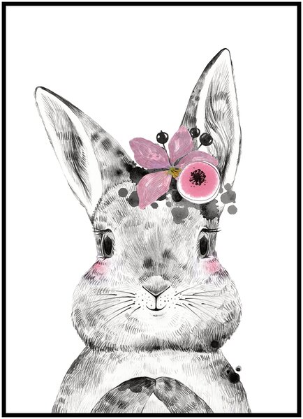 Plakát Zajíček Rozměr plakátu: 50 x 70 cm, Varianta zajíčka: Zajíček s kytičkou