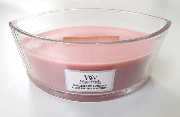 Vonná svíčka WoodWick loď, Pressed Blooms & Patchouli