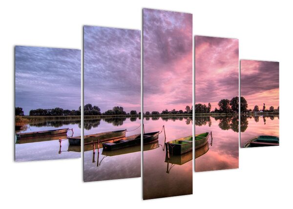 Loďky na jezeře, obraz (150x105cm)