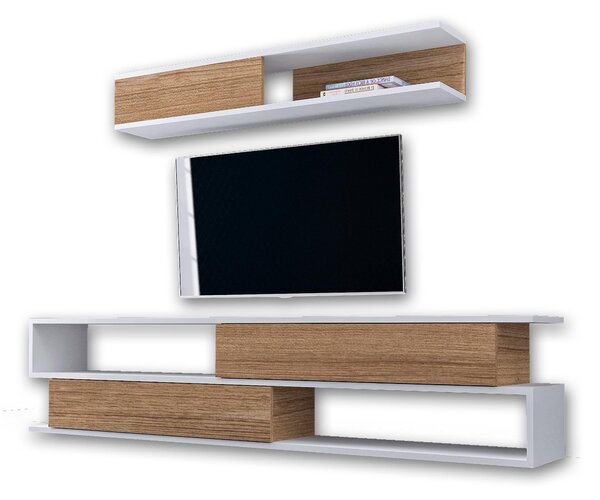 Obývací stěna Simpsonic (teak + bílá)