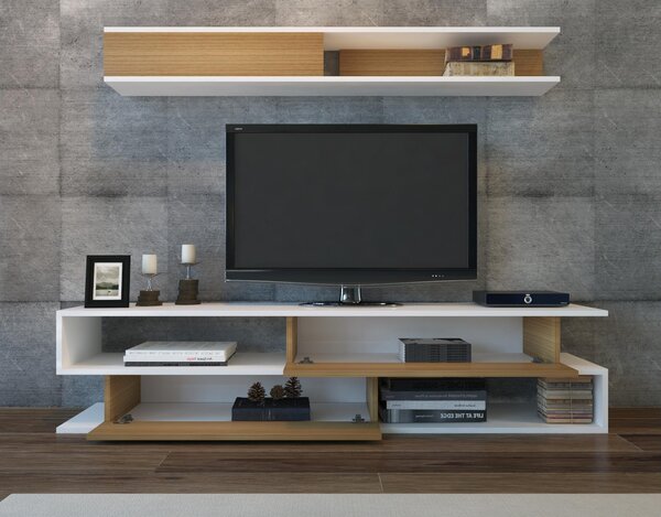Obývací stěna Simpsonic (teak + bílá)
