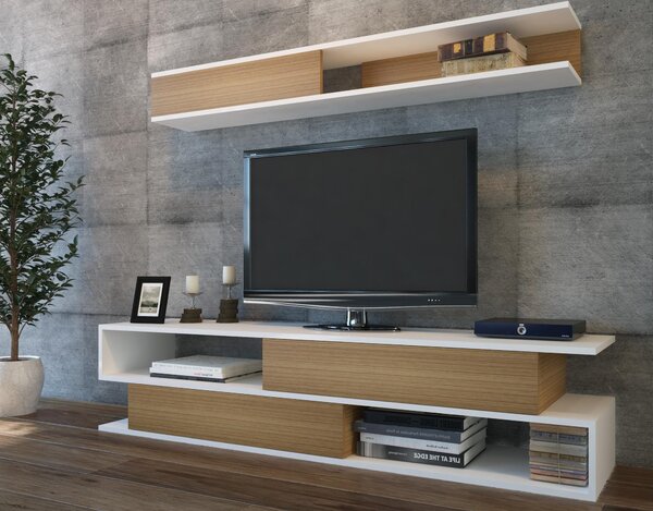 Obývací stěna Simpsonic (teak + bílá)