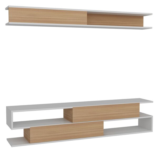 Obývací stěna Simpsonic (teak + bílá)