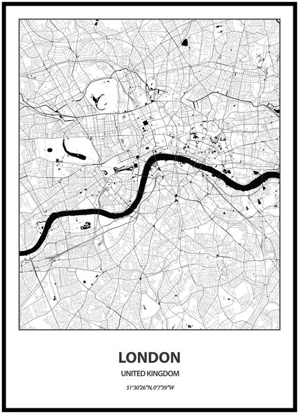 Plakát Mapa města (více variant měst) Rozměr plakátu: 40 x 50 cm, Město: London