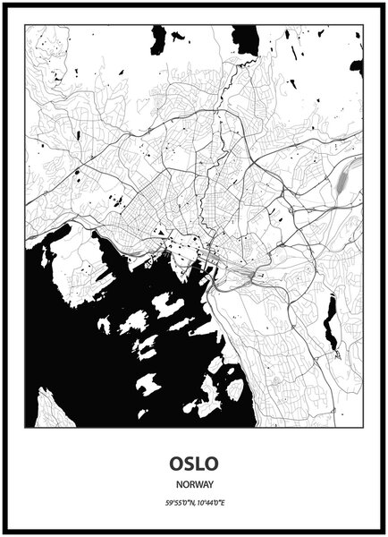 Plakát Mapa města (více variant měst) Rozměr plakátu: 40 x 50 cm, Město: Oslo
