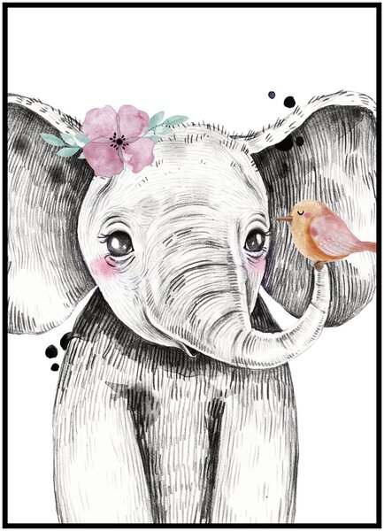 Plakát Sloník Rozměr plakátu: 50 x 70 cm, Varianta sloníka: Sloník s kytičkou