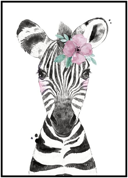 Plakát Zebra Rozměr plakátu: 40 x 50 cm, Varianta zebry: Zebra s kytičkou