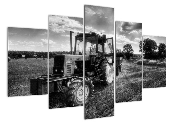 Černobílý obraz traktoru (150x105cm)