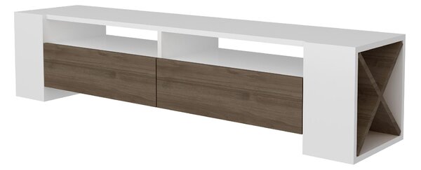 TV stolek/skříňka Sisuko (ořech + bílá). Akce -25%