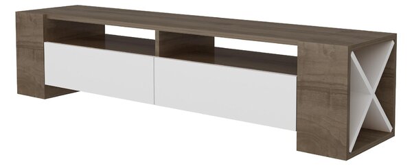 TV stolek/skříňka Sisuko (ořech + bílá). Akce -25%