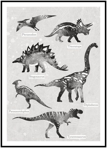 Plakát Dinosauři Rozměr plakátu: 40 x 50 cm, Varianta dinosaurů: S popisky