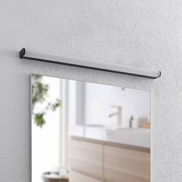 Lindby Ulisan LED koupelnové světlo kulaté, 88,8cm, Černá, Koupelna, Hliník, Moderní