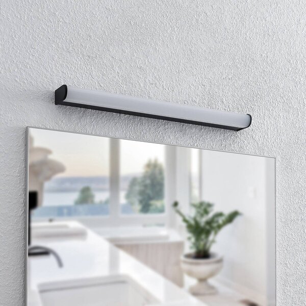 Lindby Ulisan LED koupelnové světlo kulaté, 58,8cm, Černá, Koupelna, Hliník, Moderní